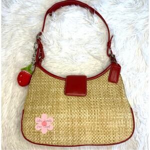 y2k COACH Vintage 2000s 8159 Straw Shoulder Bag
